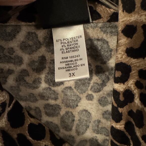 Bobeau 3X Leopard Animal Print Knit Jacket One Button Stretch Blazer - Picture 5 of 7